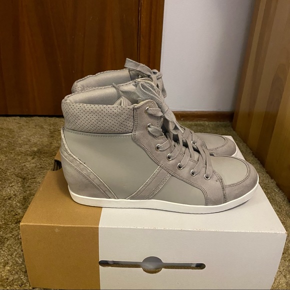 Call It Spring Grey High Top Lace Up Sneakers Shoes - Picture 4 of 10